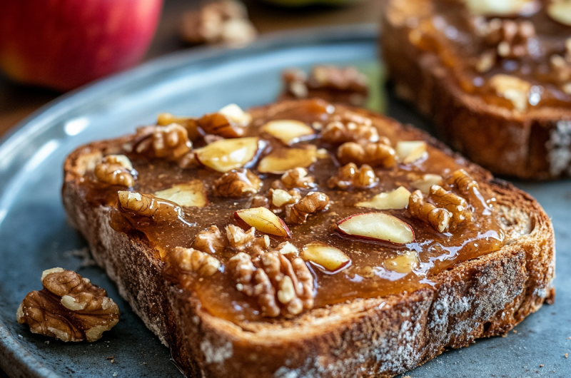 Apple Butter Toast with Walnuts