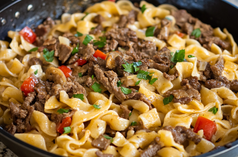 Philly Cheesesteak Pasta Recipe