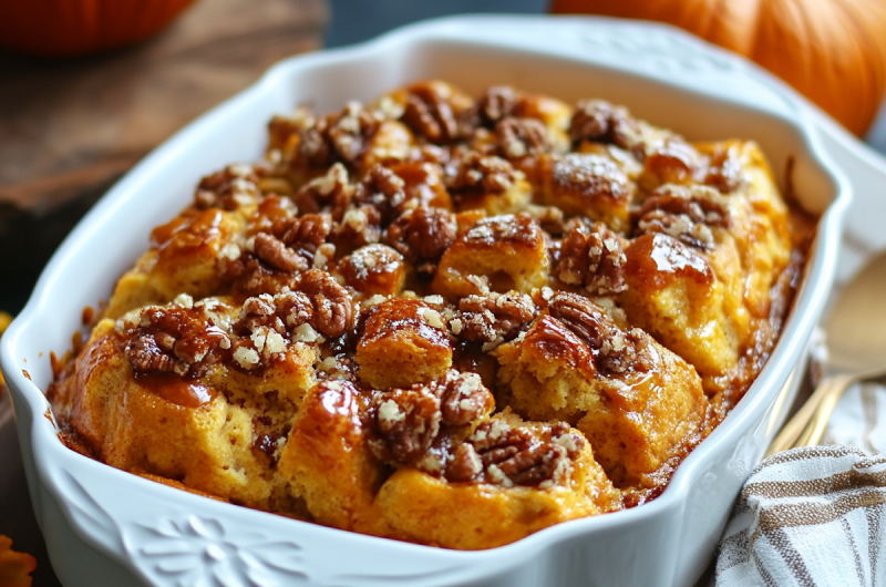 Easy Pumpkin Praline Bread Pudding Recipe