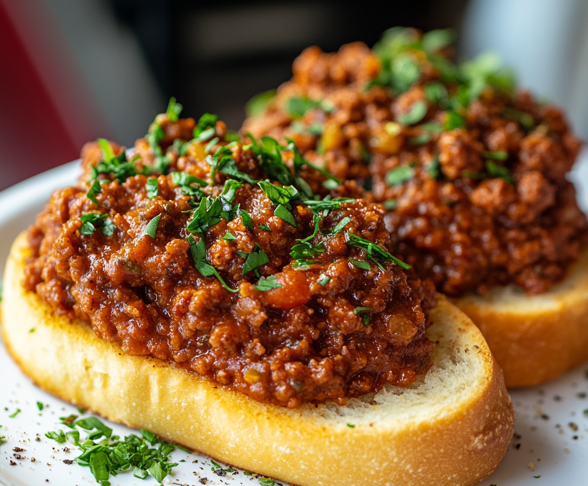 sloppy joes on garlic bread