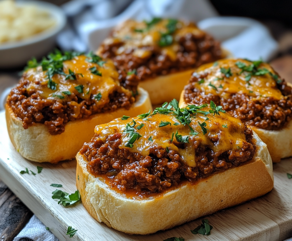 sloppy joes with garlic bread