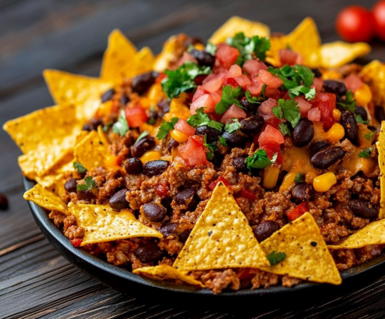taco casserole with tortilla chips