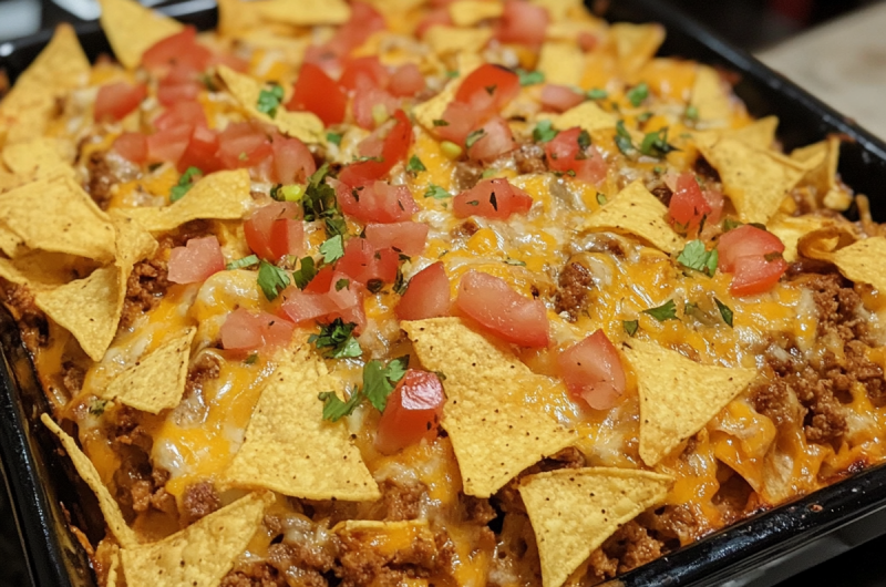 Easy Taco Casserole with Tortilla Chips