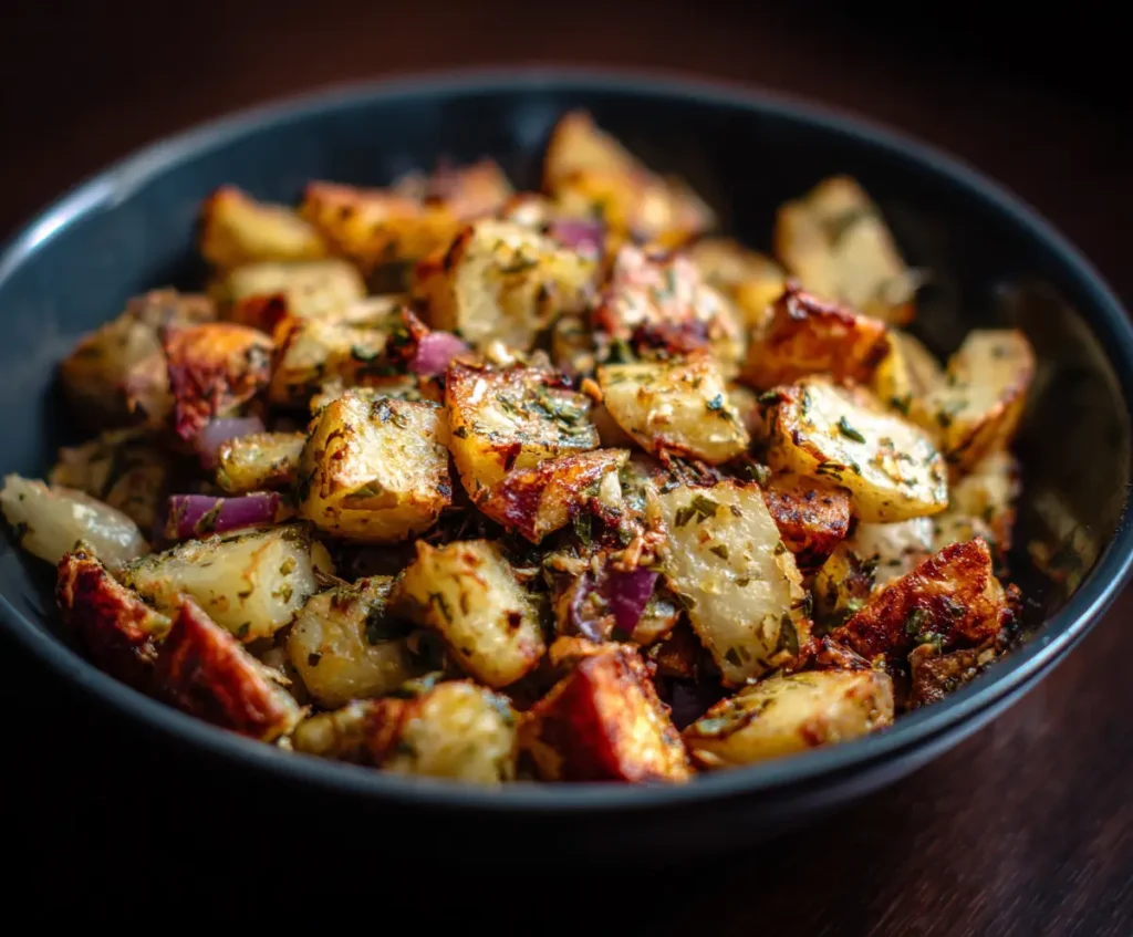Pan fried diced potatoes