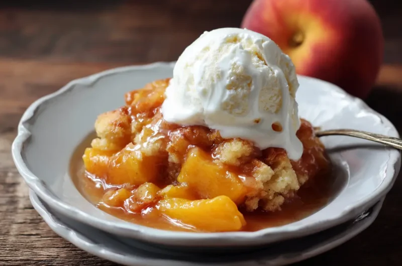 Three ingredient peach cobbler recipe